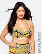 Asos Curve Pretty Floral Print Contrast 50s Bikini Top