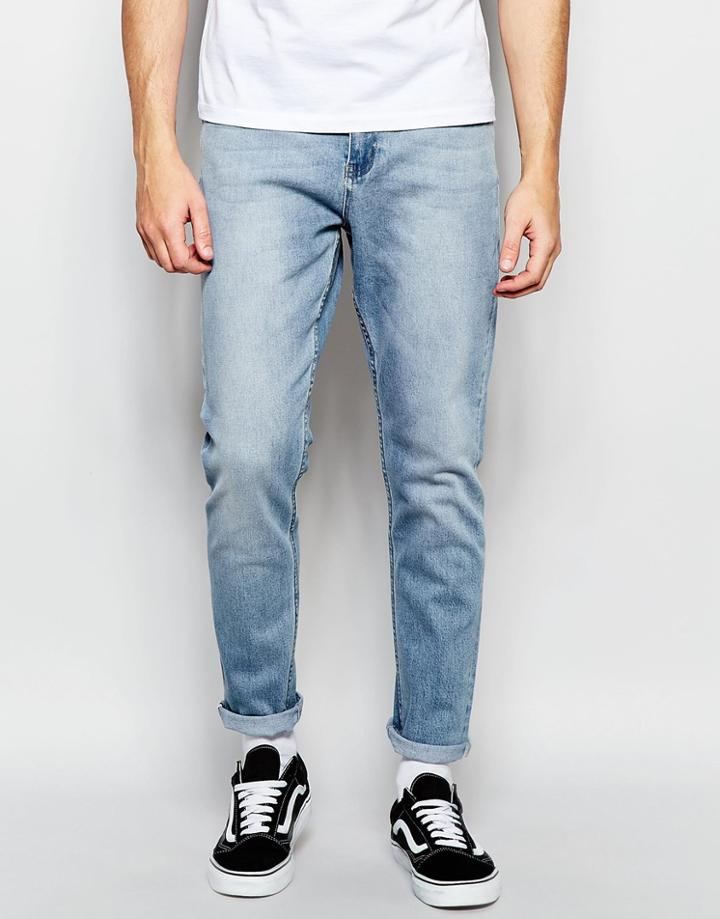 Cheap Monday Jeans Dropped Slim Tapered Fit Stonewash Blue - Stonewash Blue