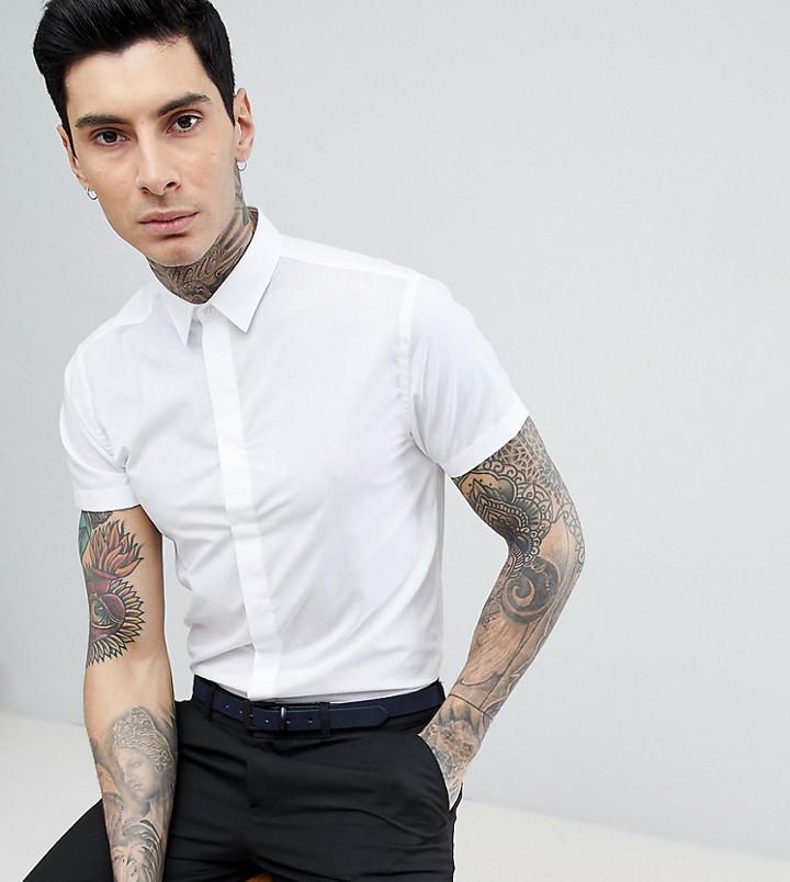 Heart & Dagger Skinny Short Sleeve Smart Shirt - White