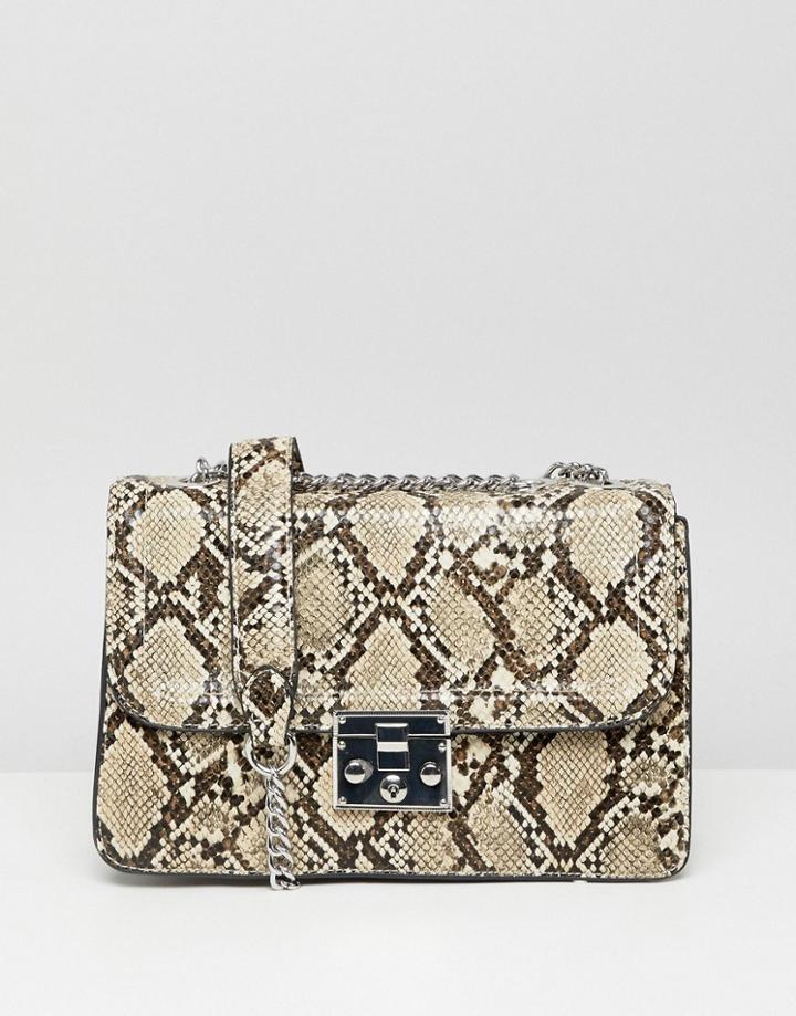Stradivarius Snake Print Chain Shoulder Bag - Multi