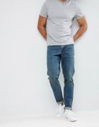 Asos Design Slim Jeans In Vintage Dark Wash-blue