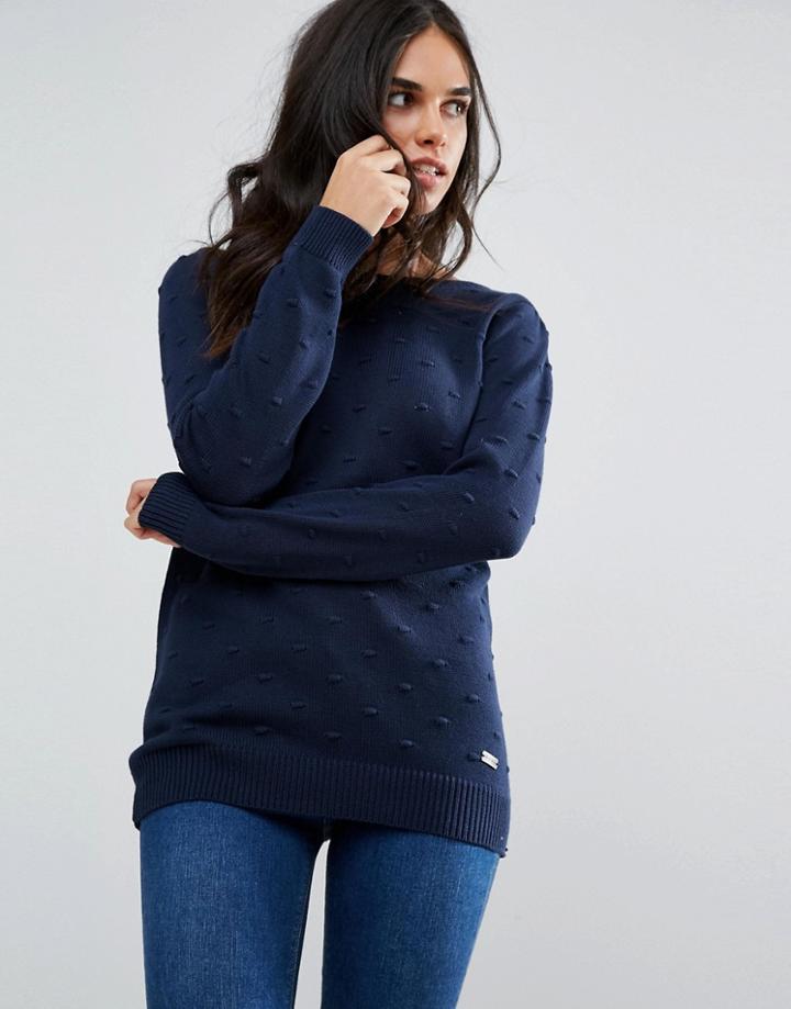 Bellfield Spotted Jacquard Knit Sweater - Blue