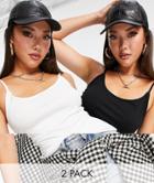 Na-kd Organic Cotton 2 Pack Tank Tops In Black And White-multi