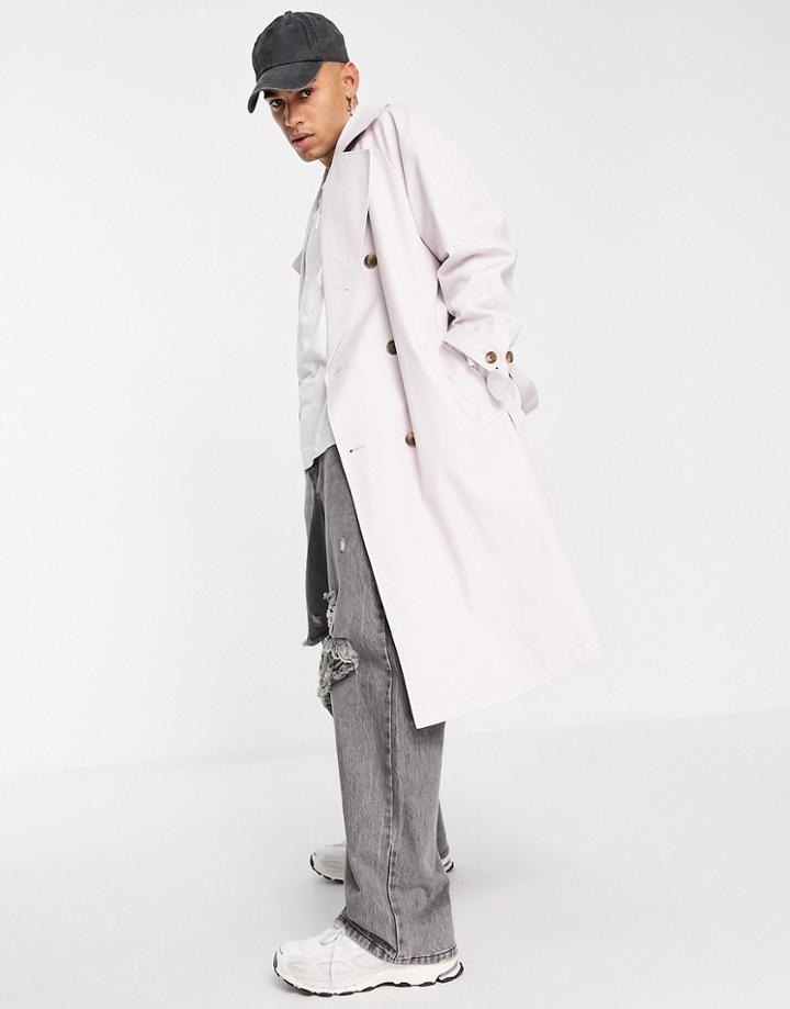Asos Design Oversized Trench Coat In Light Pink