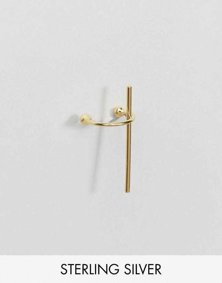 Asos Gold Plated Sterling Silver Bar Ear Cuff - Gold