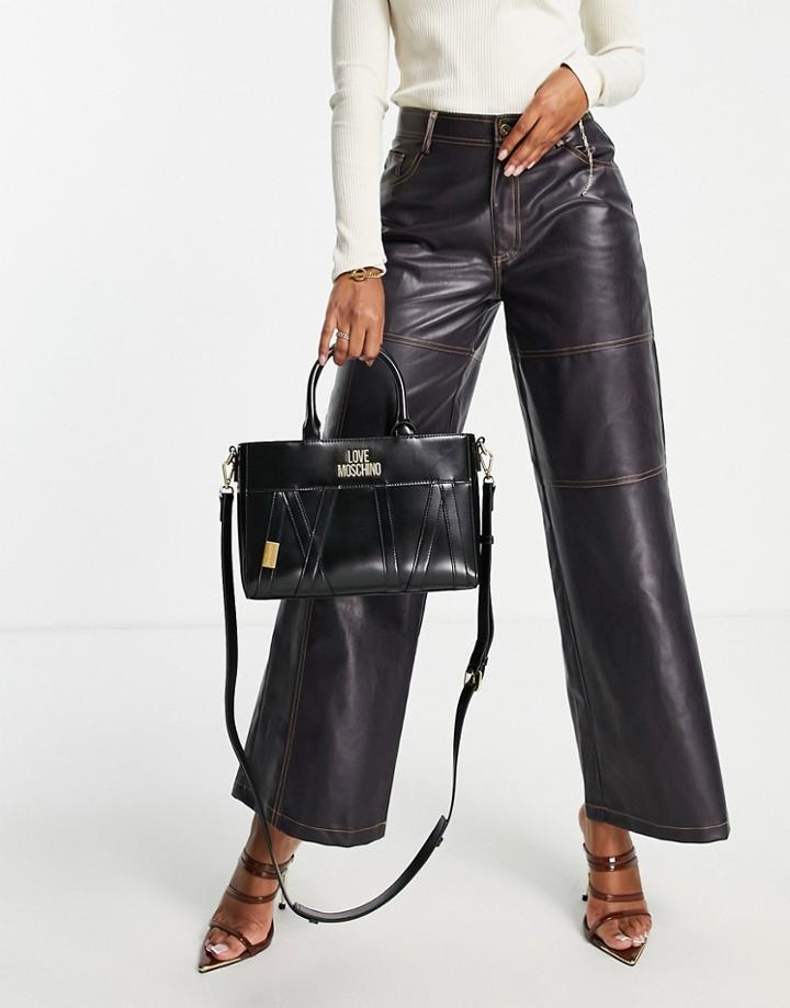 Love Moschino Top Handle Crossbody Tote Bag In Black