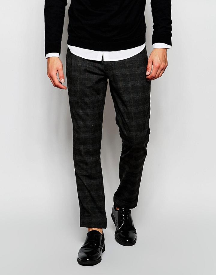 Asos Drop Crotch Pants With Front Pleat - Gray