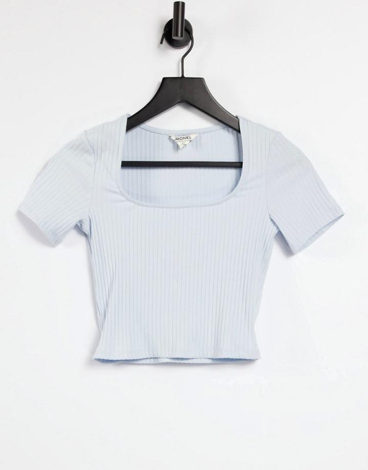Monki Cora Top With Square Neck In Blue
