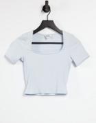 Monki Cora Top With Square Neck In Blue