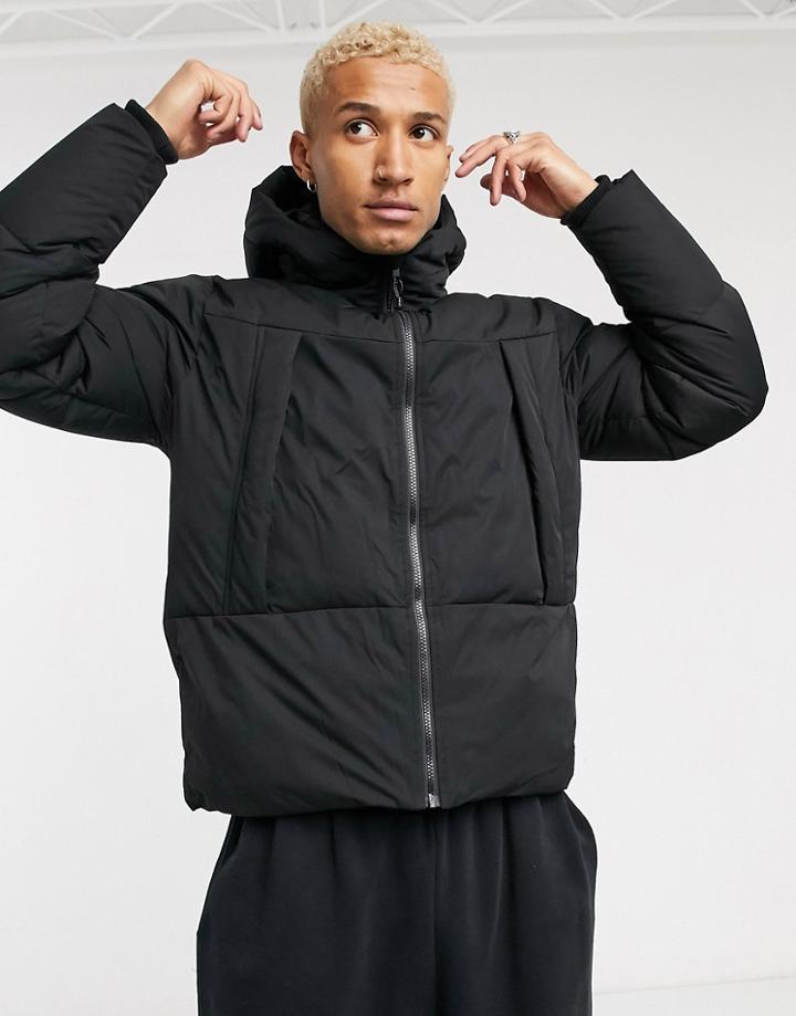 Asos Design Water Resistant Puffer Jacket In Black
