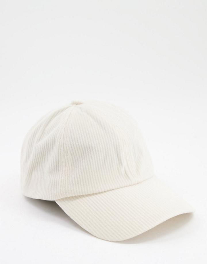Asos Design Chunky Cord Baseball Cap In Stone-neutral