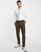 Asos Design Wedding Skinny Suit Pants In Brown Twill