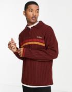 Kickers Knit Long Sleeve Polo In Brown