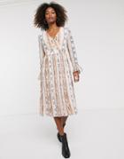 Y.a.s Snake Print Long Sleeve Smock Dress-multi