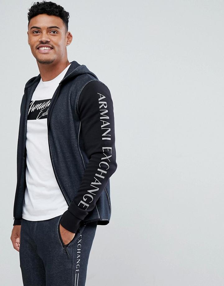 Armani Exchange Side Logo Hoodie Sweat In Black - Black