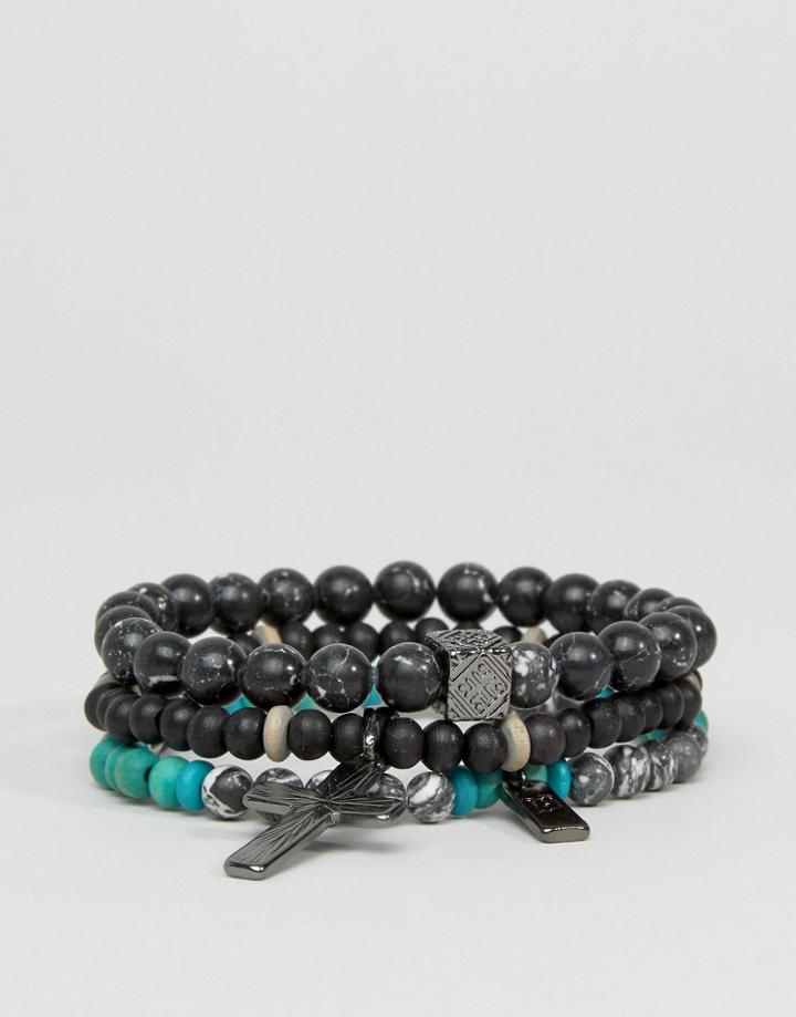 Icon Brand Cross Beaded Bracelet Pack - Multi
