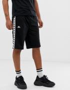 Kappa Authentic Snapswell Shorts With Logo Taping And Poppers In Black - Black