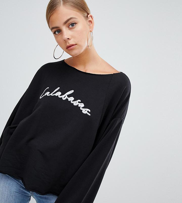 Missguided Calabasas Slogan Sweat In Black - Black