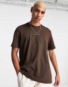 Adidas Originals 'tonal Textures' T-shirt In Brown With Back Logo