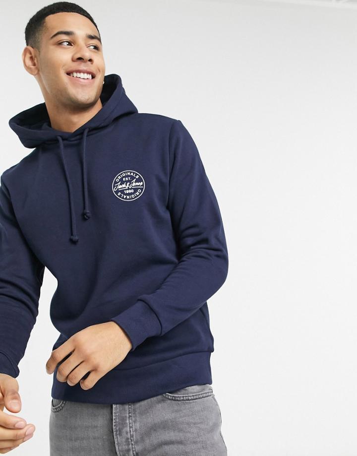 Jack & Jones Originals Hoodie With Stamp Logo In Navy