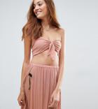 Asos Design Tall Beach Bandeau Top With Twist Front Two-piece - Pink