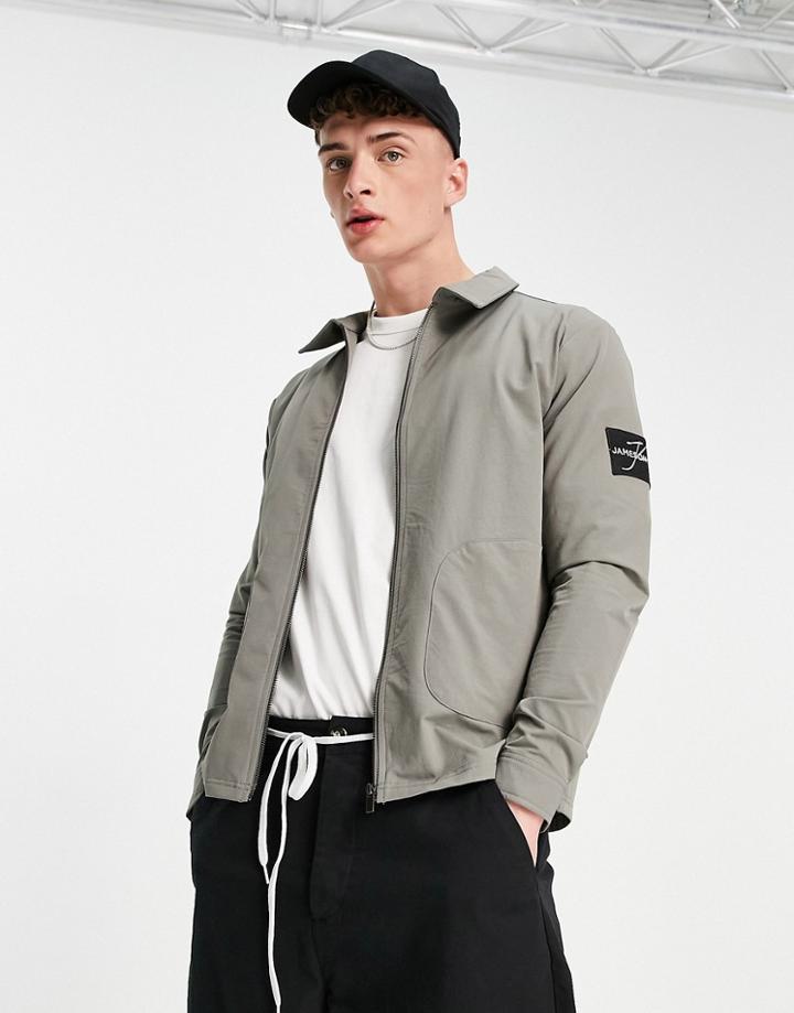 Jameson Carter Taverton Cargo Zip Overshirt In Sage Green