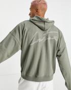 The Couture Club Outline Relaxed Hoodie In Khaki-green