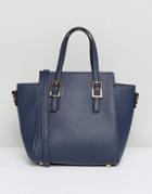 Amy Lynn Structured Tote Bag With Optional Shoulder Strap - Navy
