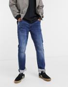 Only & Sons Stretch Jeans In Slim Fit With Rip Knee Blue-blues