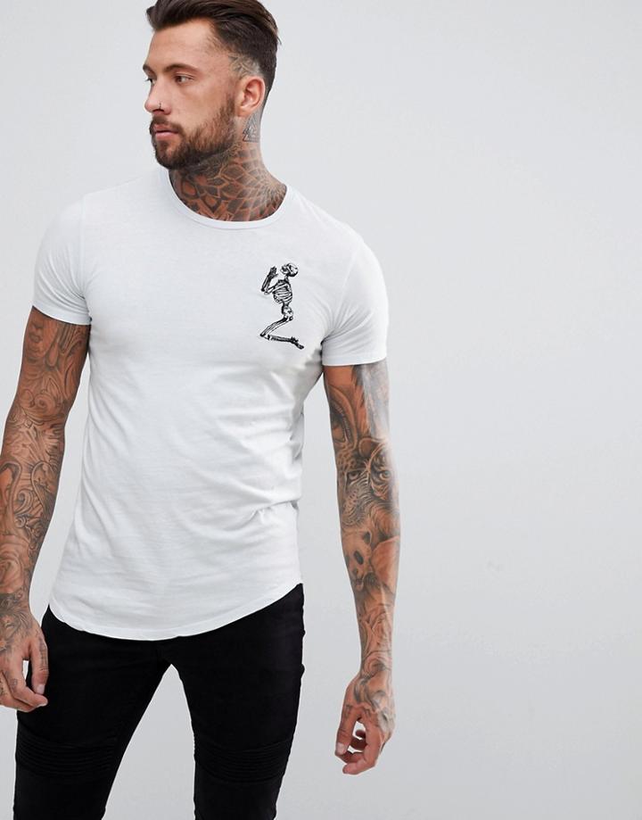 Religion Longline T-shirt With Curved Hem And Big Logo - Blue