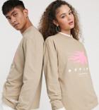 Collusion Unisex Long Sleeve T-shirt With Reflex Print In Washed Pique Fabric-neutral