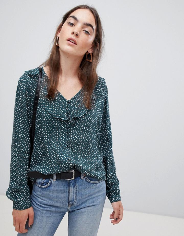 B.young Printed Ruffle Blouse - Multi