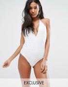 South Beach Broderie Plunge Swimsuit - Multi