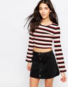 Only Himle Striped Midi Top - Black With Stripes