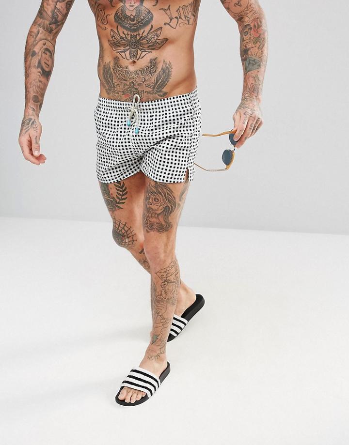 Oiler & Boiler Chevy Swim Short With Check Print - Black