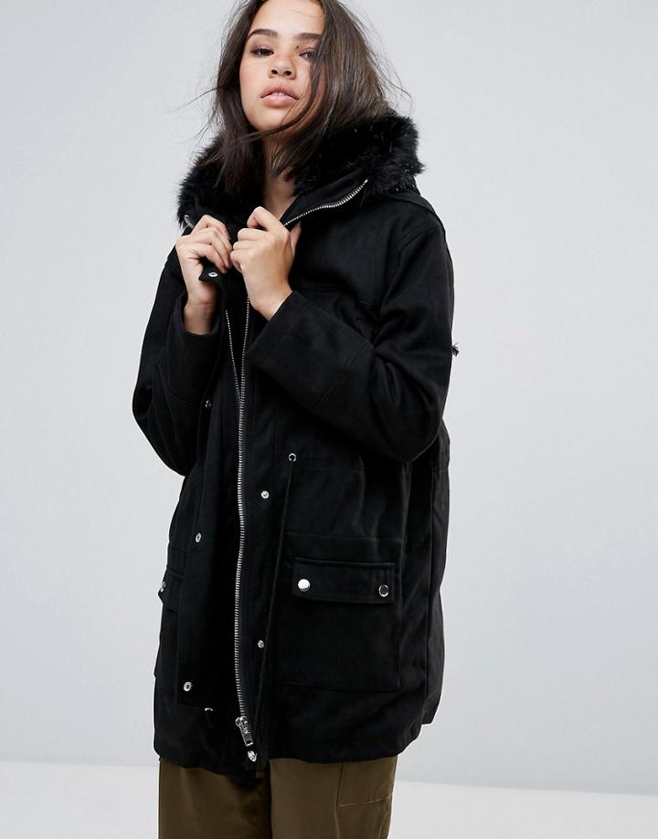 Religion Deserted Parka Coat - Black