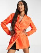 Heartbreak Wrap Side Blazer In Orange - Part Of A Set