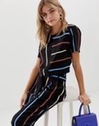 Miss Selfridge T-shirt Two-piece In Stripe - Black
