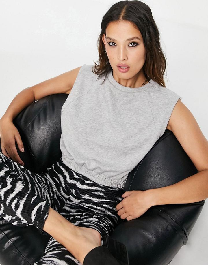 Topshop Raglan Sleeveless Tank In Gray Heather