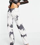 Asyou Tie Dye Puddle Straight Jeans With Butterfly Print-multi