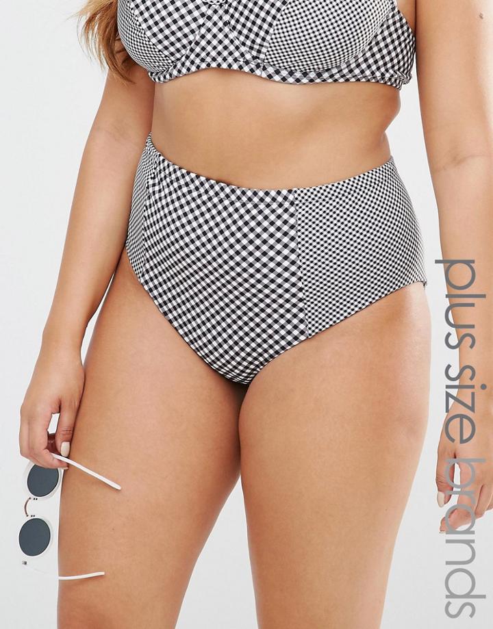 Costa Del Sol Gingham High Waist Bikini Bottoms - Gingham