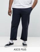 Asos Plus Straight Chinos In Navy - Navy