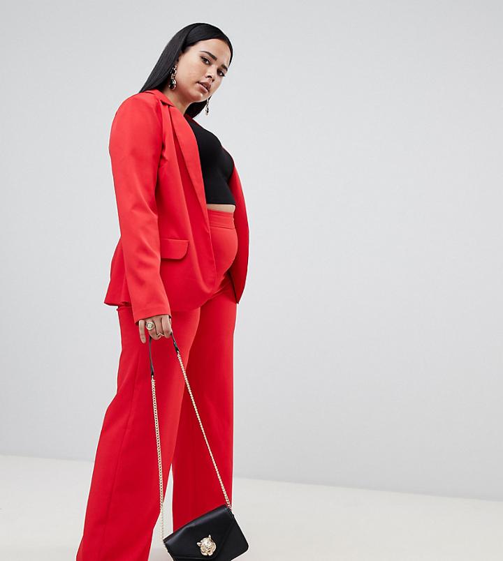 Missguided Plus Tailored Wide Leg Pants In Red - Red