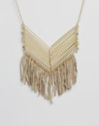 Asos Beach Fringe Necklace - Cream