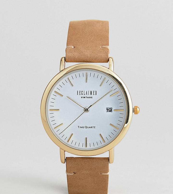 Reclaimed Vintage Inspired Leather Watch In Brown Exclusive To Asos - Brown