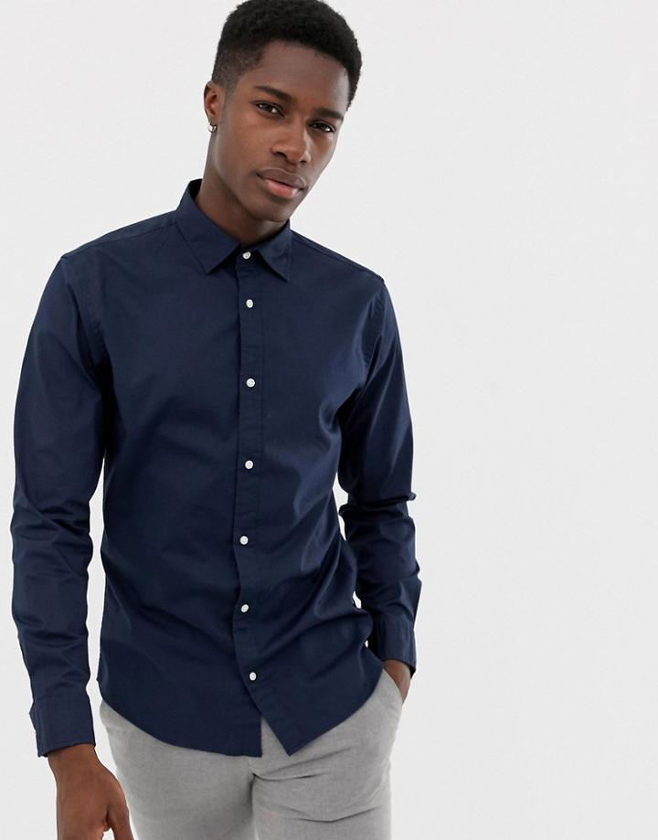 Jack & Jones Essentials Slim Shirt In Navy - Navy
