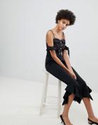 N12h All Out Ruffle Cropped Pants - Black