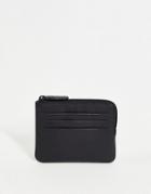 Asos Design Leather Zip Around Wallet With Card Holder In Black