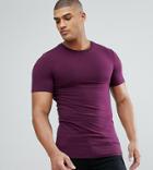 Asos Tall Muscle Fit T-shirt With Crew Neck In Purple - Purple