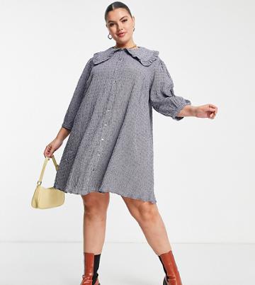 Simply Be Collared Shirt Dress In Blue